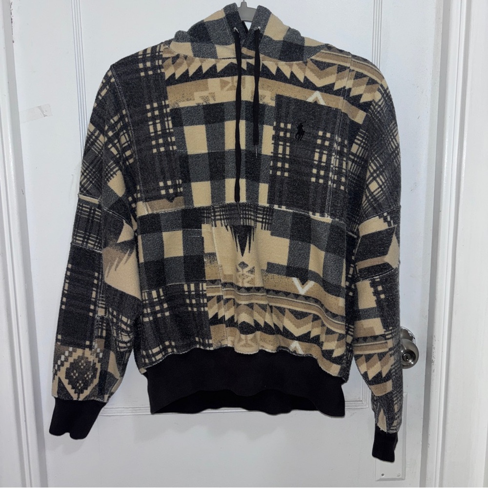 Polo Ralph Lauren Aztec Patchwork Oversized Hoodie Size Small MINT CONDITION